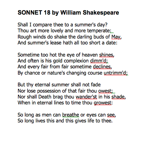 imagery in sonnet 18